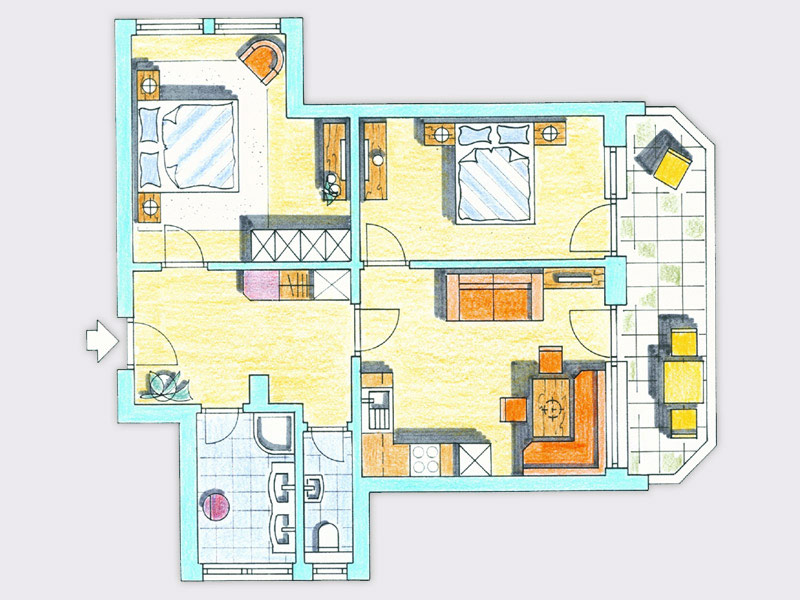 Grundriss Apartment Marxnhof Suite